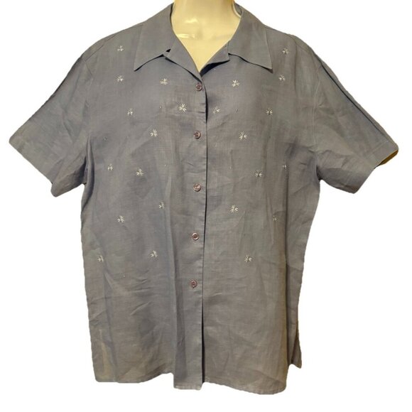 Amanda Vinci by Studio Nazar Linen Embroidered Blouse Size XXL Luxury - Picture 1 of 4